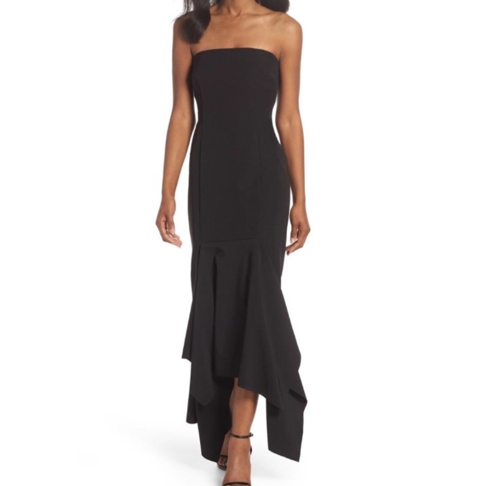 Vince Camuto Black Formal Strapless Midi Dress